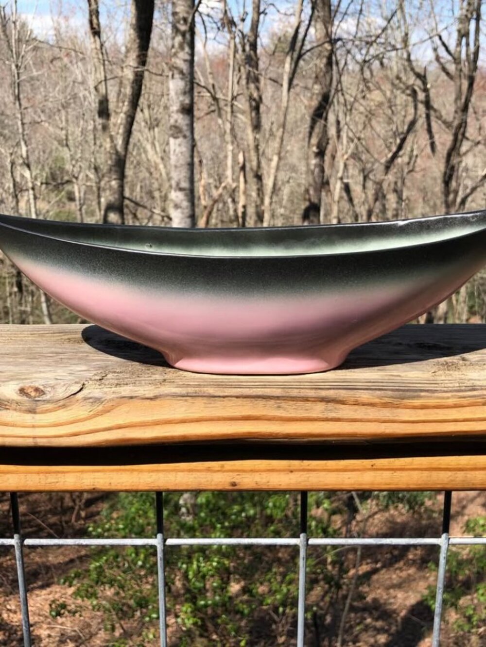 Vintage Stanford Sebring Pottery Console Bowl Planter Pink/Black No Chips Found